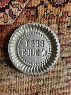 Vintage 'Best Wishes' Metal Cookie Mold